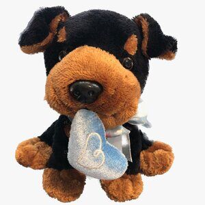 Walmart Rottweiler Rottie Black Brown Blue Heart Blue Ribbon 7 " Sitting